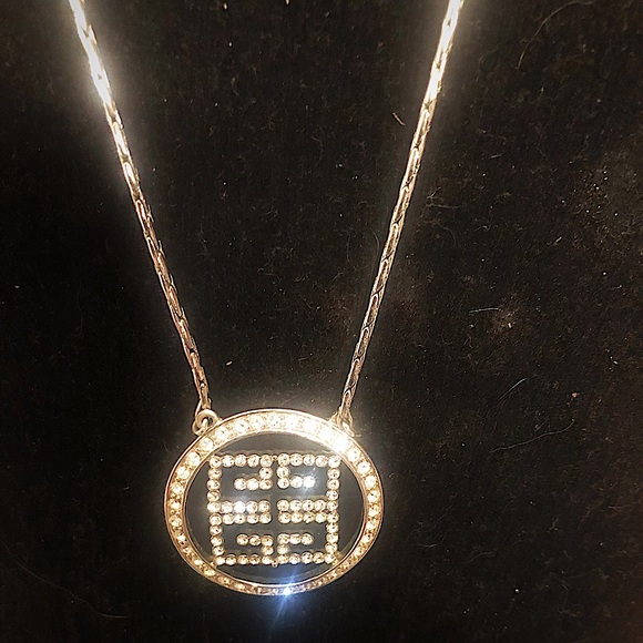 Givenchy, Vintage, Silver-tone Necklace with Crystal Accents - Picture 3 of 7